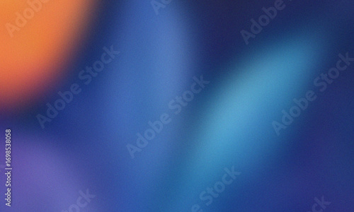 Abstract blue and orange gradient background with grainy texture and soft light