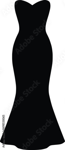 silhouette, mermaid dress, fitted through knees with flared hem