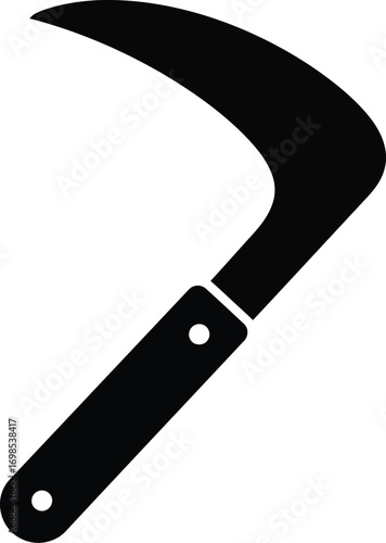 Vector illustration of a black sickle tool scalable for graphic design and printing