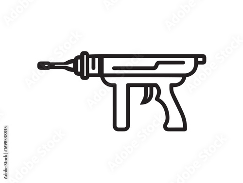 Caulking Gun Icon in Clean Minimal Technical Vector Line Style