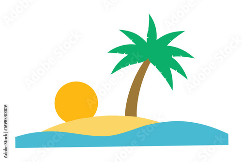 tropical island with palm tree