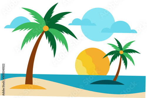 tropical beach with palm trees