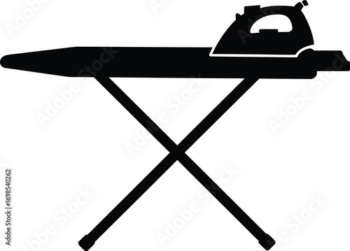 Vector illustration of an iron and ironing board icon for household chores and laundry tasks