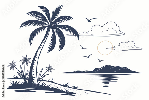 tropical island with palm trees