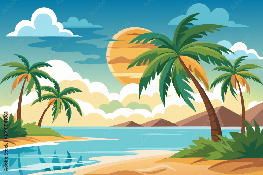 Obraz premium tropical beach with palm trees