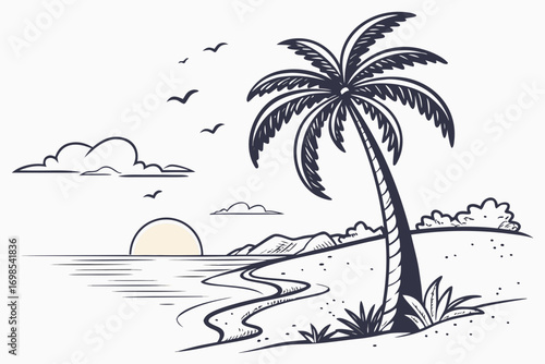 tropical island with palm trees