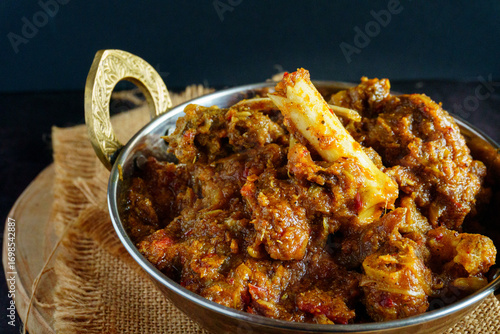 Cuadro en lienzo Traditional South Indian mutton sukka served with fragrant pulao on a plate, dry