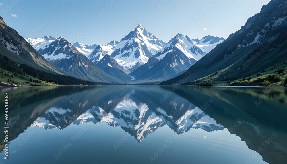 custom made wallpaper toronto digitalMajestic Glacial Peaks Reflected in Serene Alpine Lake Under Clear Sky