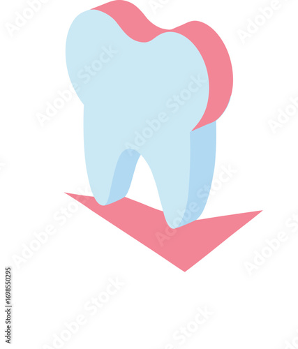  A healthy tooth on a  gum base in clay-style, symbolizing ideal dental health.
