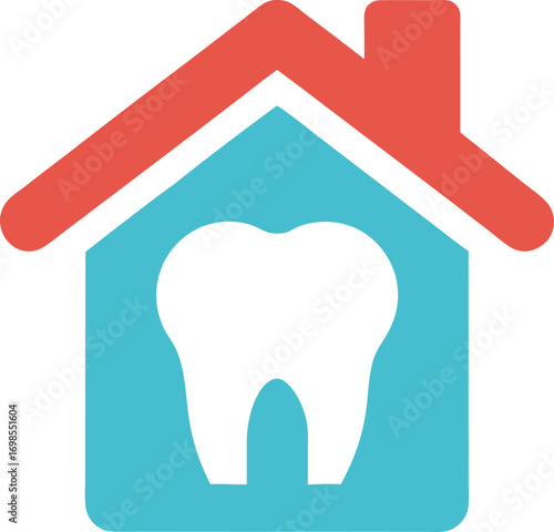 Icon of a house with a tooth symbol on the front, representing a dental clinic or home dental care.
