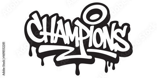 Vector lettering "Champions" in street graffiti style