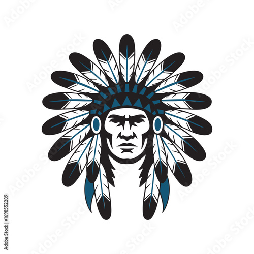 Vector illustration of head of indian chief