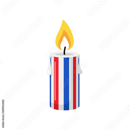 Patriotic candle burning bright with red, white, and blue stripes for celebrations