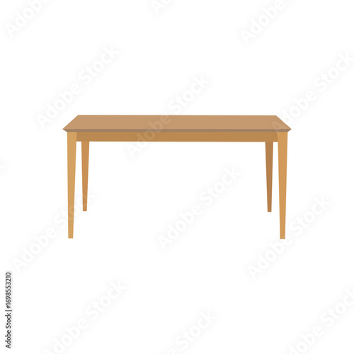 This is a simple, flat, vector illustration of a light brown wooden dining table.