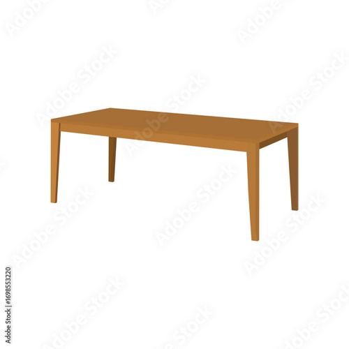 A straightforward, vector illustration of a light brown wooden dining table.