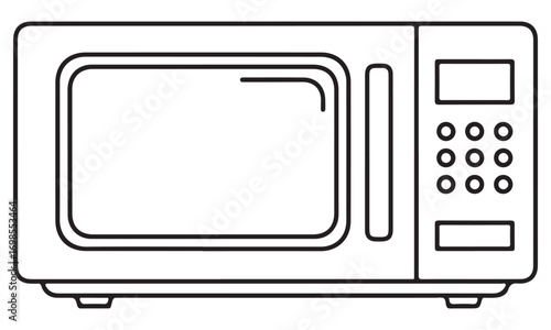 Minimalist Line Art Illustration of a Microwave Oven
