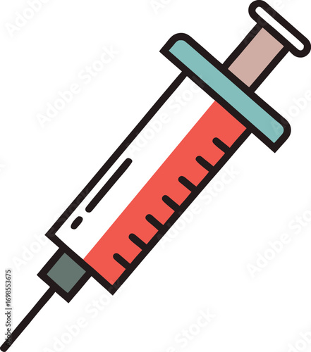 "Flat vector icon of a syringe for dental anesthesia, modern outline style"