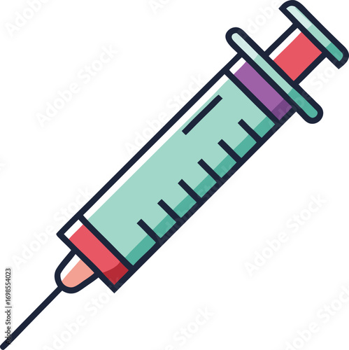 "Flat vector icon of a syringe for dental anesthesia, modern outline style"