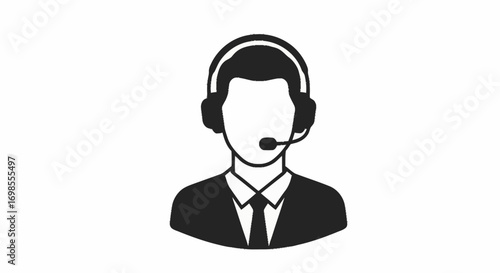 Customer Support Representative Icon: Streamlined Design for Help Desks, Call Centers, and Online Assistance Platforms, promoting efficient communication and service.