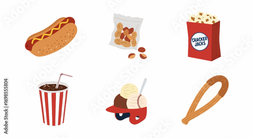 Baseball Game Concession Stand Food and Drink Selection for Online Menu Design and Sporting Event Promotions on Digital Platforms