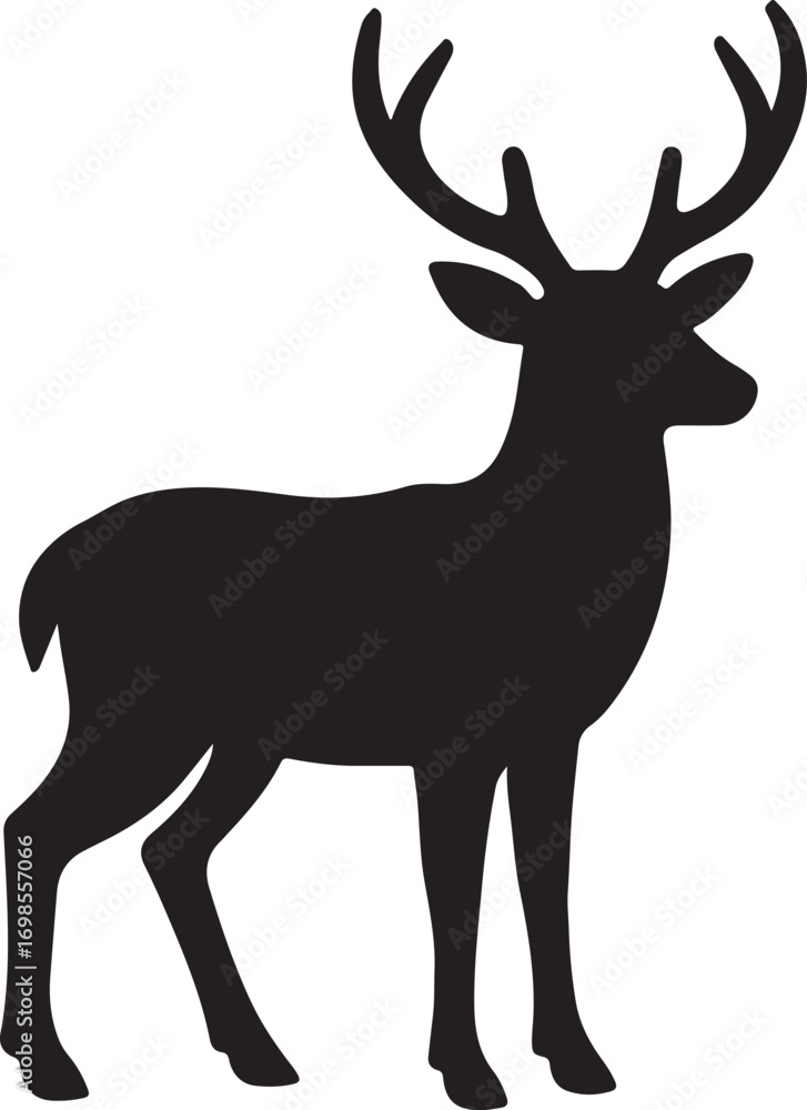 Obraz premium Elegant deer with antlers silhouette vector.