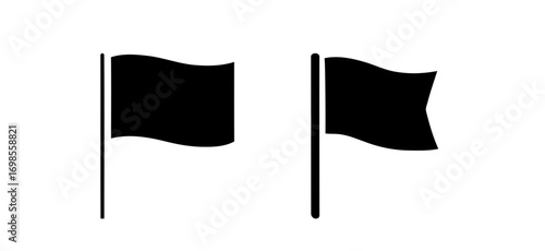 black and white flags. black flags waving on poles against white background
