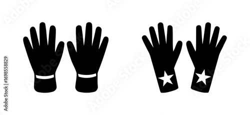 black gloves on a white background. black and white hands