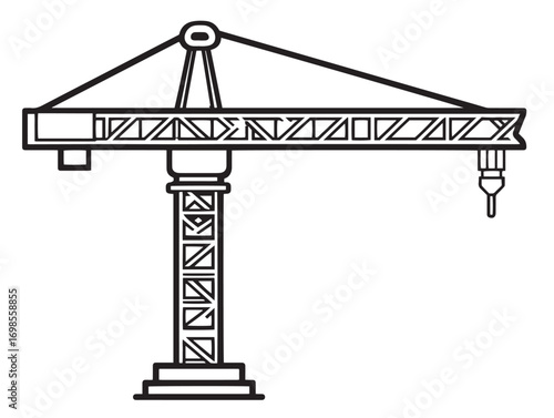 Tower Crane Illustration in Elegant Clean Line Vector Style