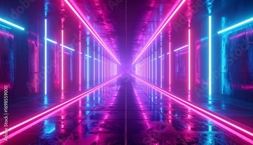 Fototapeta Naklejka Na Ścianę i Meble -  Neon tunnel with vibrant colors (21)
