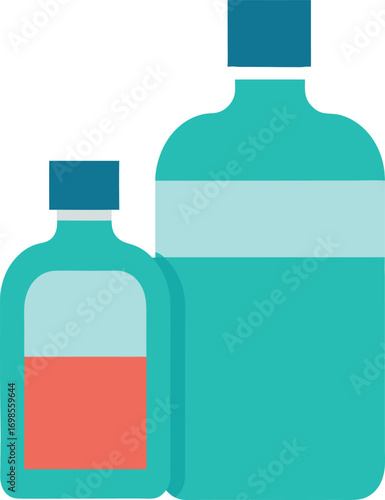 "Vector icon of two mouthwash bottles, flat minimal style"
