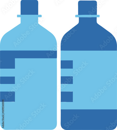 "Vector icon of two mouthwash bottles, flat minimal style"
