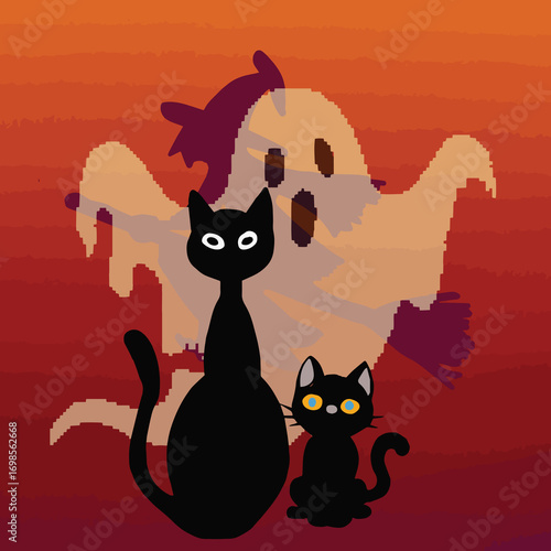 Halloween cartoon card background vector illustration