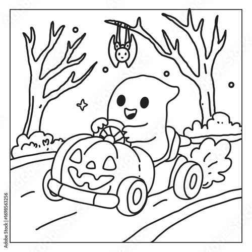 Bold and easy halloween coloring pages, vectors, illustration, line art, black & white deasgns, halloween coloring book, halloween coloring pages, halloween elements, line art.