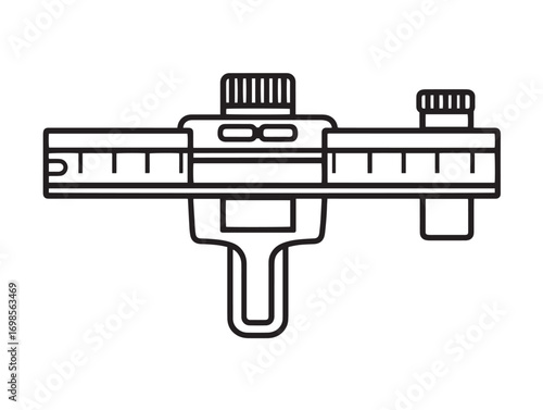 Digital Caliper Icon in Clean Modern Vector Line Illustration Style