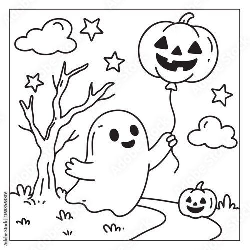 Bold and easy halloween coloring pages, vectors, illustration, line art, black & white deasgns, halloween coloring book, halloween coloring pages, halloween elements, line art.