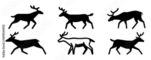 Black deer icon collection. Deer logo. Simple deer icon. Deer vector symbols. Deer set. vector illustration.