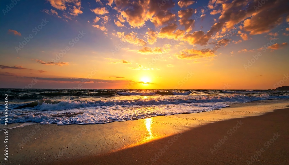 Naklejka premium Beautiful sunset over the beach