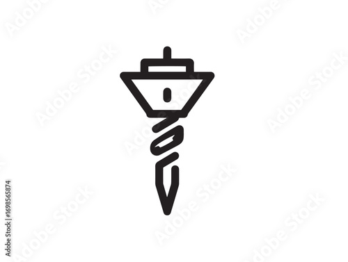 Industrial Drill Chuck Tool Symbol in Elegant Stylish Vector Line Design