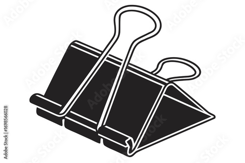 Black and white illustration of a binder clip