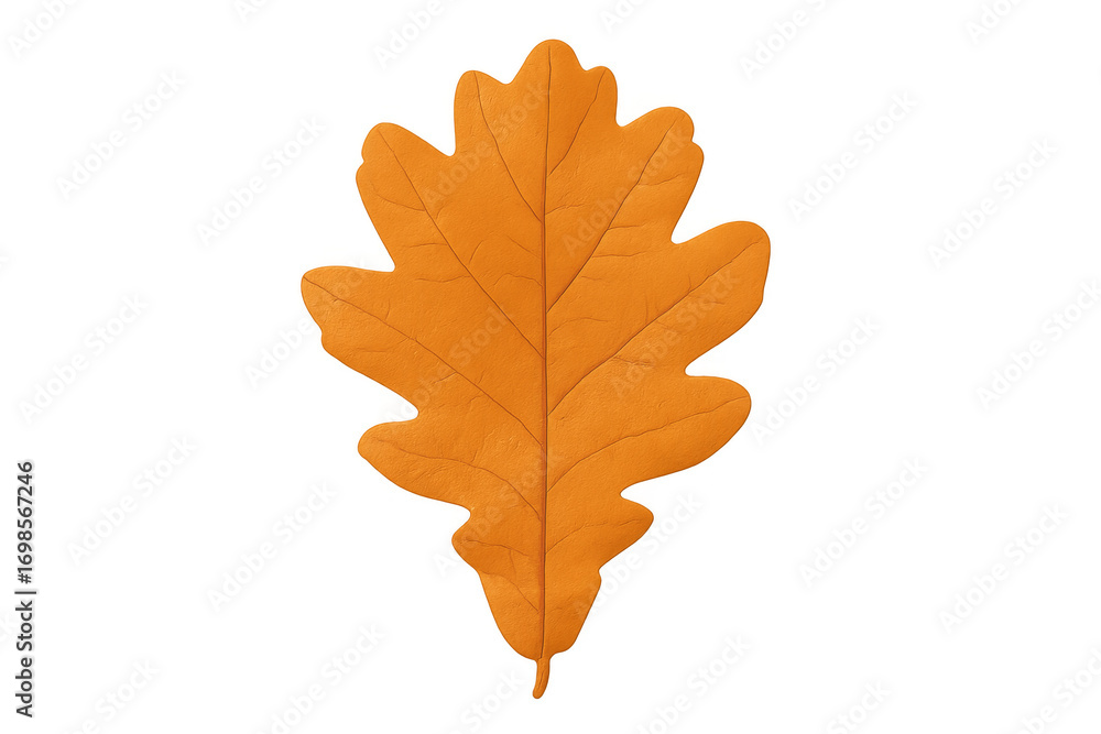 Fototapeta premium Orange oak leaf showing autumn colors on transparent background