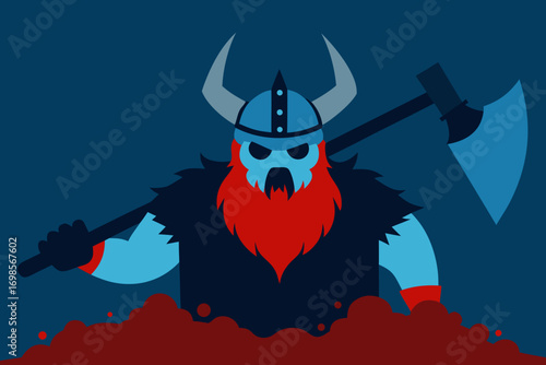 Viking warrior with axe in blood