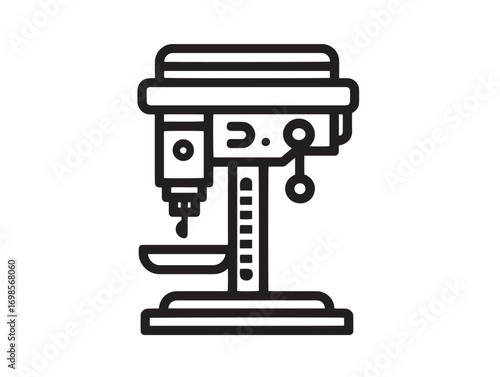 Heavy Duty Drill Press Symbol in Elegant Clean Vector Illustration