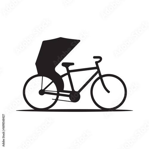 Black and White Silhouette of a Rickshaw Bicycle Vector Illustration for Transportation and Urban Design Concepts with Clear Lines and Simple Shapes