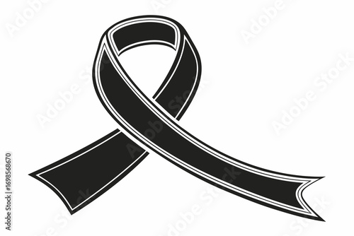 Black awareness ribbon symbol of mourning and support