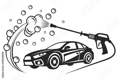 Car wash with pressure washer and bubbles