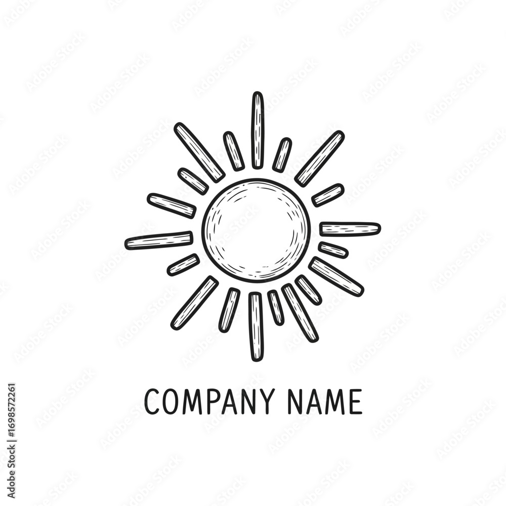 Fototapeta premium Hand Drawn Sun Logo Design.