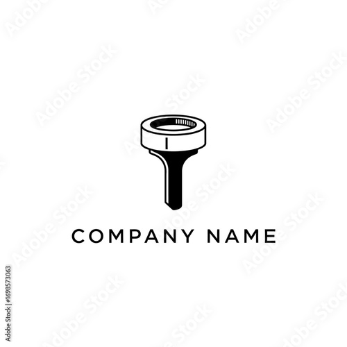 Minimalist Logo Design of a Stylized Trumpet Mouthpiece.