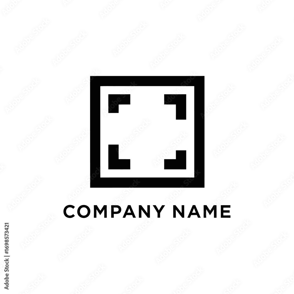 Obraz premium Modern abstract square logo with corner brackets symbolizing focus and expansion.