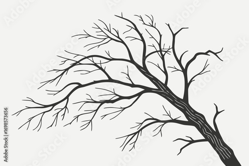 Stylized silhouette of a bare tree branching outwards