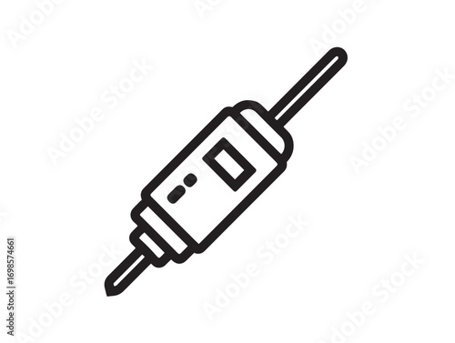 Elegant Electric Screwdriver Illustration in Minimal Black Line Artwork